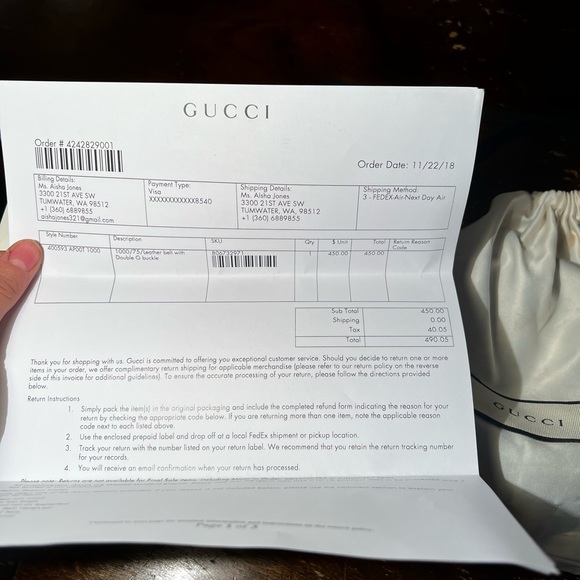 Authentic Gucci belt size small 75.  paperwork in hand.Still in great condition - Picture 9 of 9